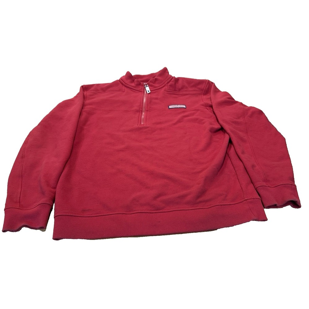Vineyard Vines The Shep Mens Shirt Pullover Fleece Red Quarter Zip Mens Size M